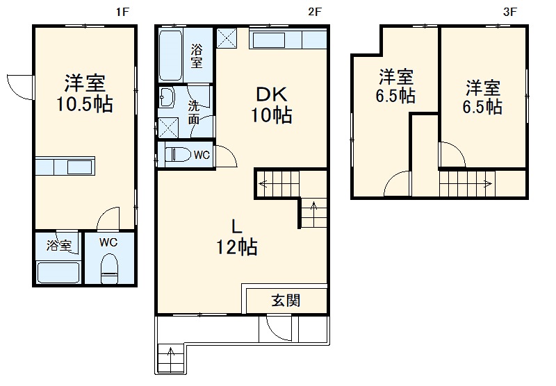 西竹之丸戸建 スウェーデン式ログハウスの間取り