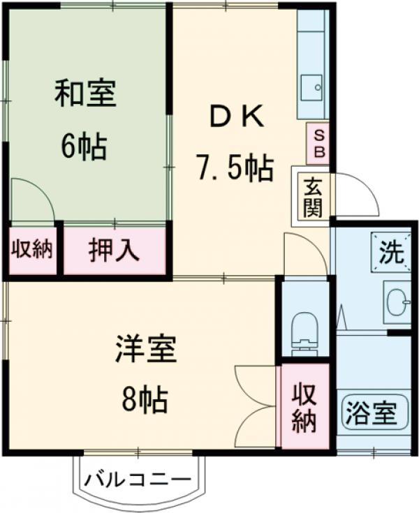 愛宕ハイツパートⅠの間取り