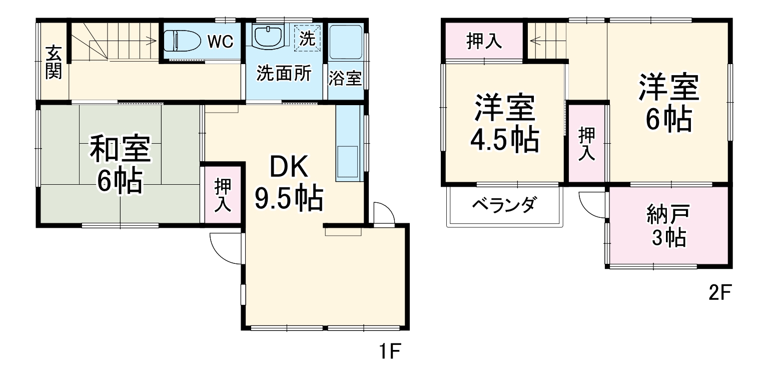 長作台２－１３－７貸家・1号室の間取り