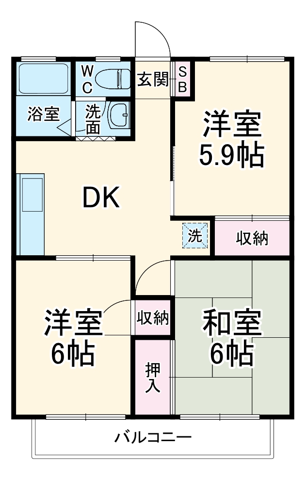 スカイハイランズ・201号室の間取り