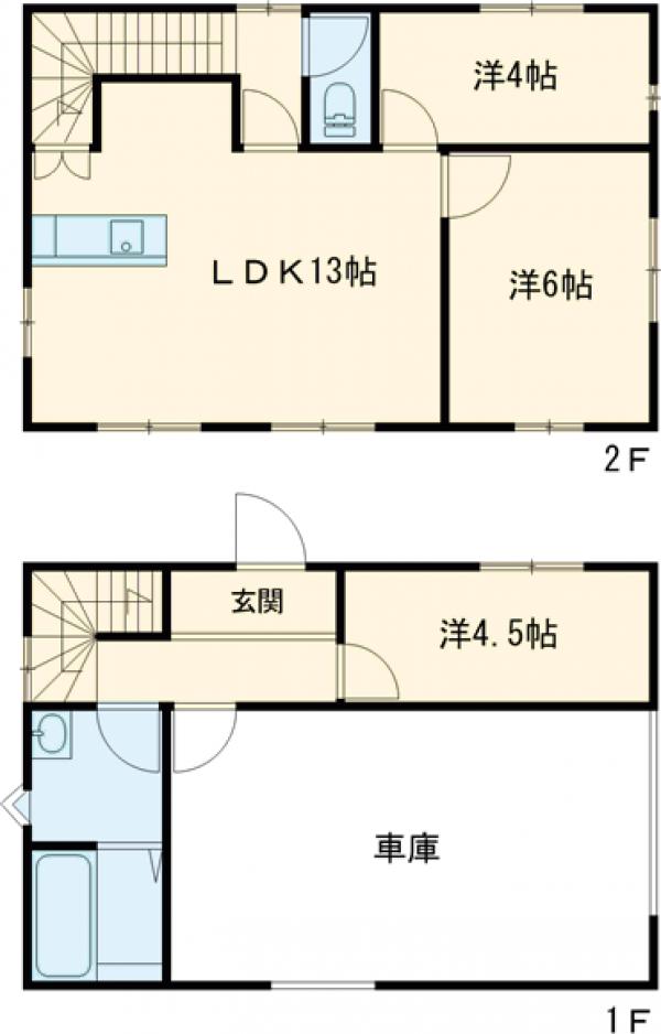 今泉ガレージ付き戸建の間取り