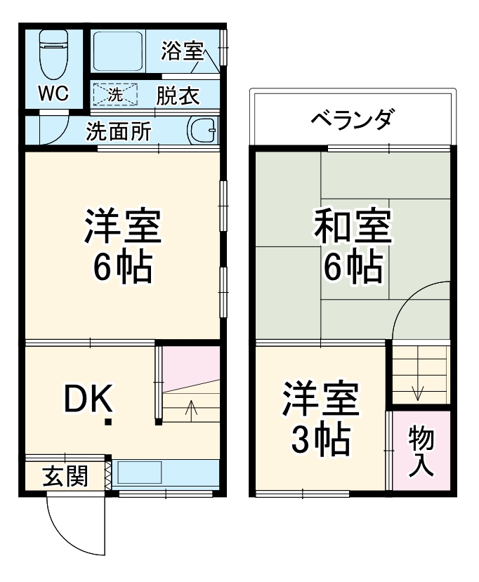 内代町の完工年月(1958年1月)築の賃貸一戸建ての間取り