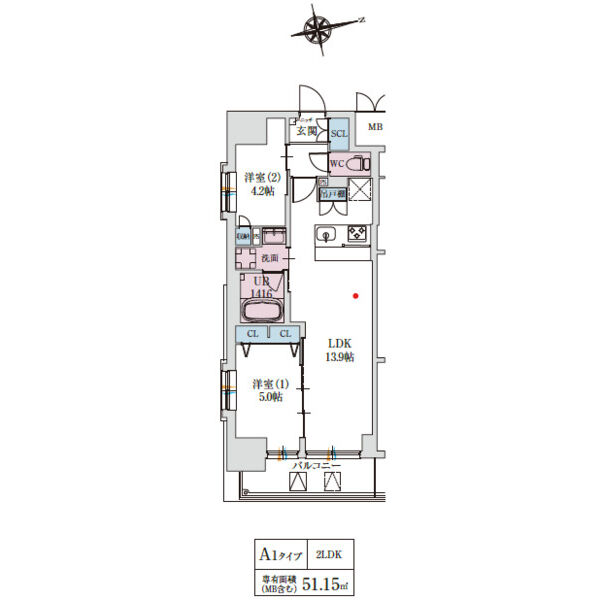 スプランディッド上本町WESTⅡの間取り