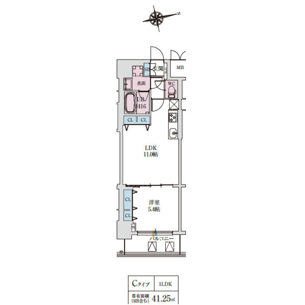 スプランディッド上本町WESTⅡの間取り