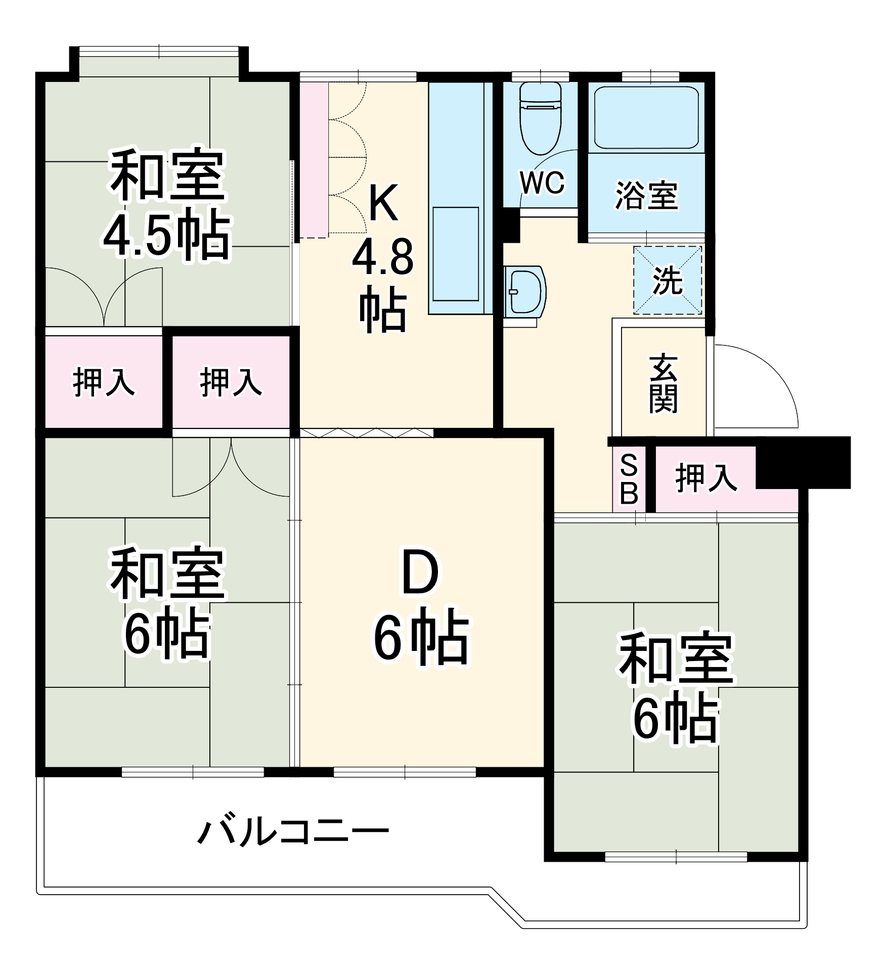 大宮寿能ハイツ1号棟の間取り