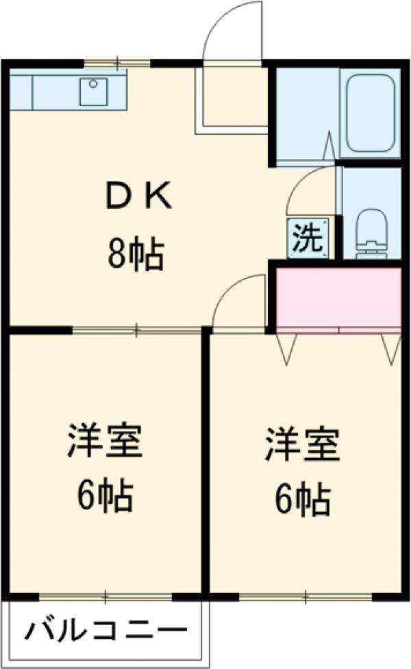 カギ中ハイツBの間取り