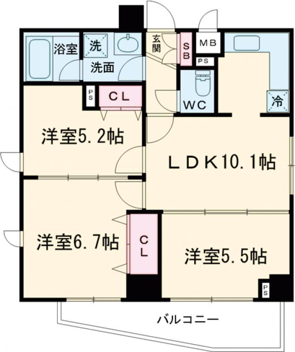 ルミエール千住・401号室の間取り