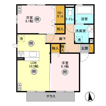 ヒルクレスト Bの間取り