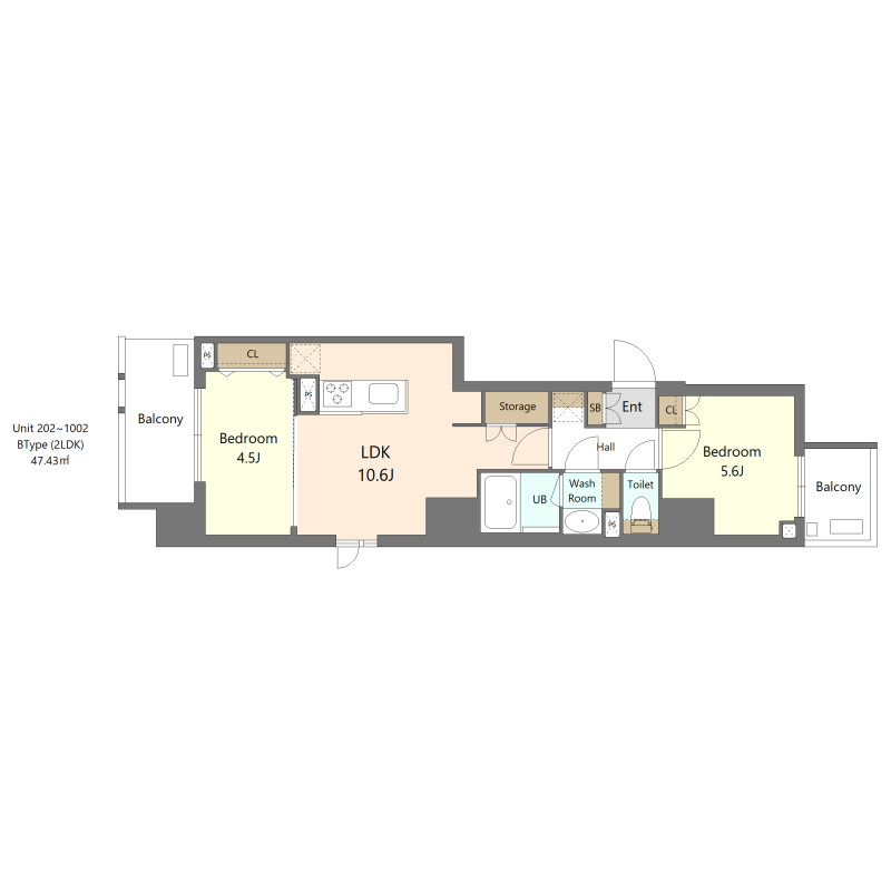 S-RESIDENCE浅草diverse・302号室の間取り