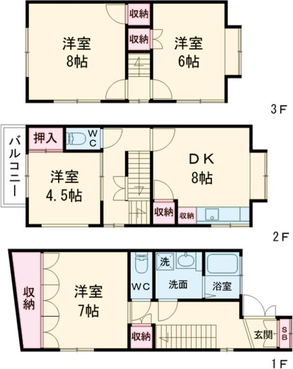 桂乾町K貸家の間取り