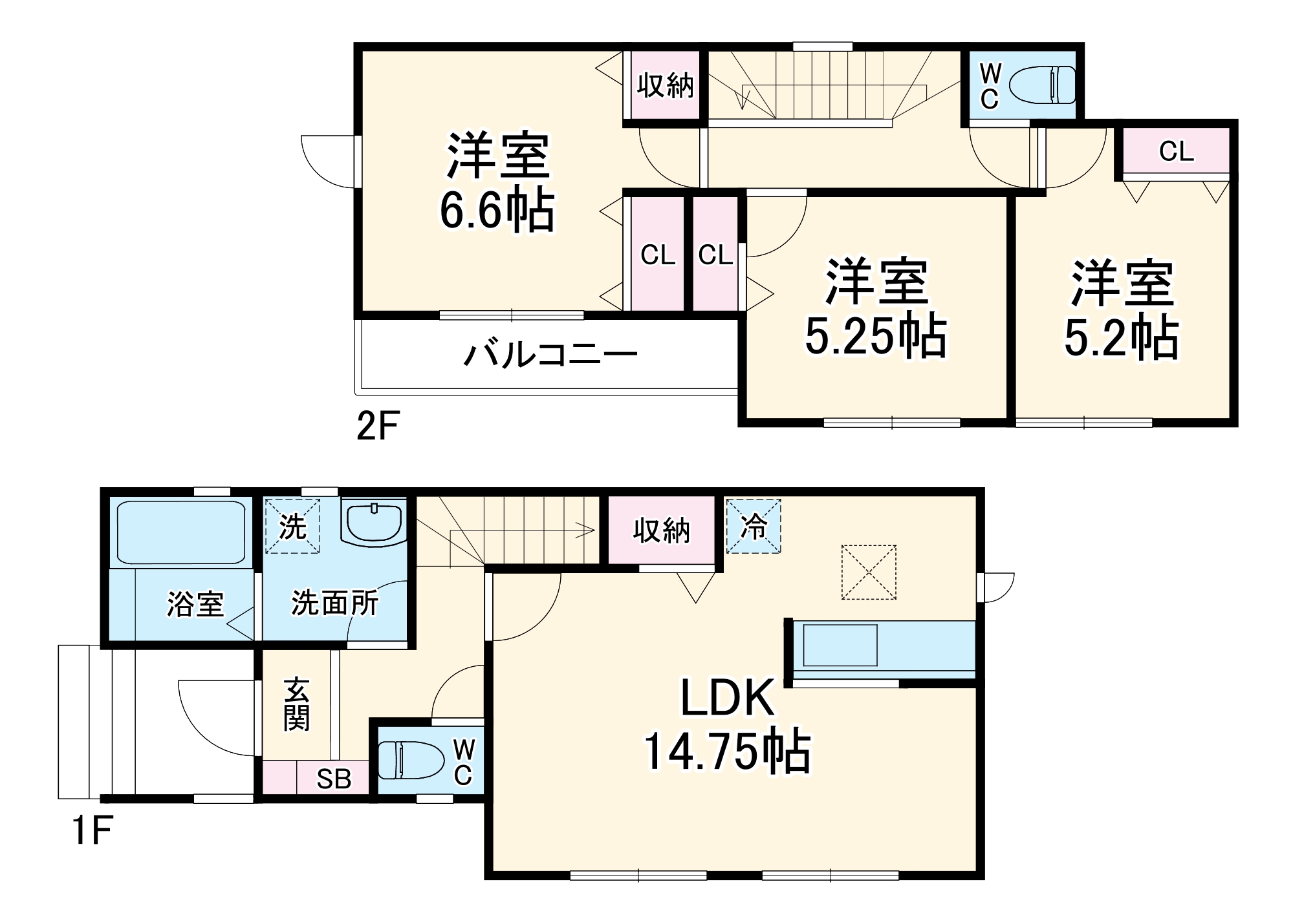 リナージュ　四街道市さちが丘24-1期　2号棟・1号室の間取り