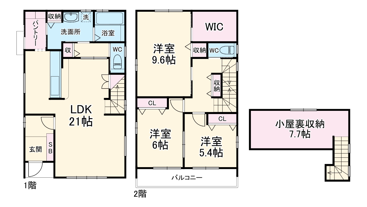 石仏町長北屋敷戸建の間取り