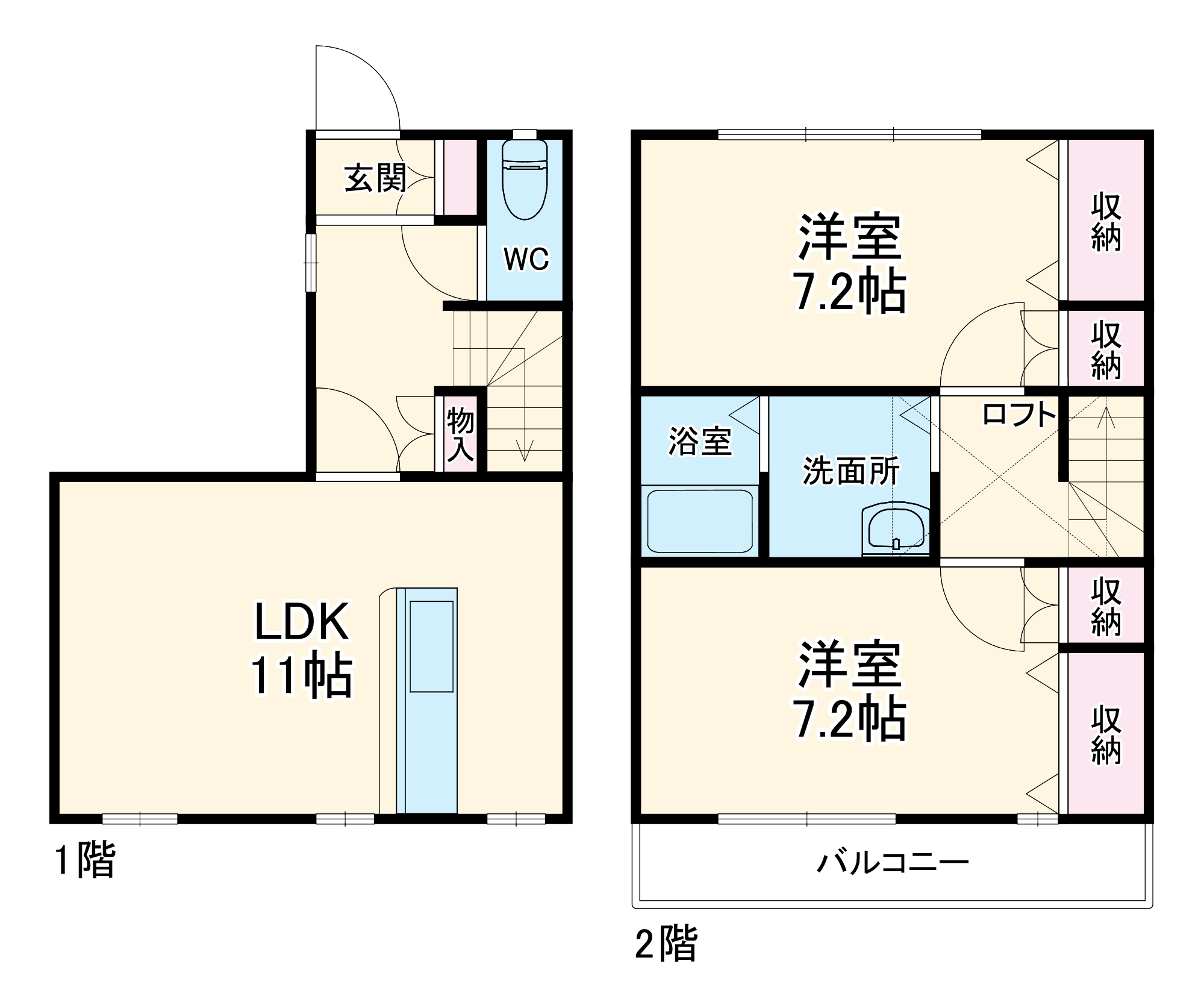 御園の完工年月(2005年1月)築の賃貸一戸建ての間取り
