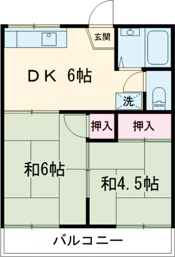 第二タウンコーポ浅田・202号室の間取り
