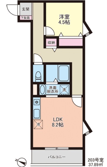 アールメゾン太清居・203号室の間取り