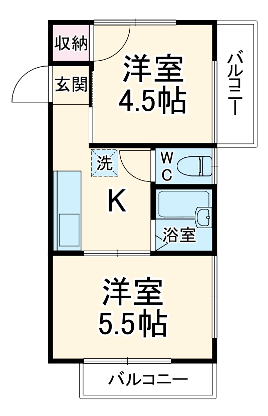 ドミール田谷・203号室の間取り
