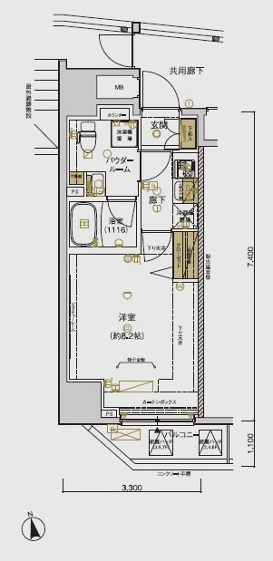 メインステージ上野松が谷・305号室の間取り