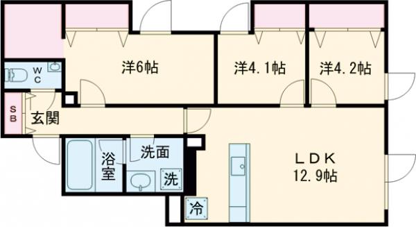 上北沢の完工年月(2025年5月)築の賃貸マンションの間取り
