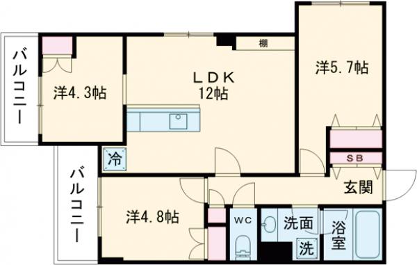上北沢の完工年月(2025年5月)築の賃貸マンションの間取り