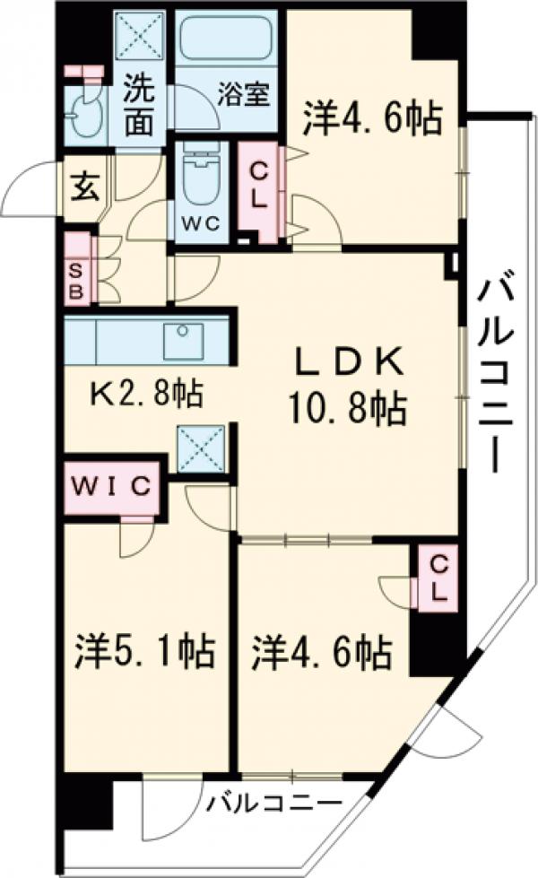 シャーメゾンステージ国立Ⅰの間取り