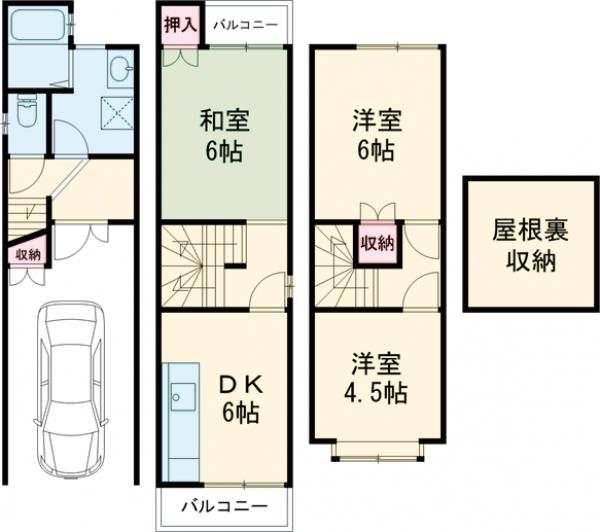 嵯峨野清水町貸家の間取り