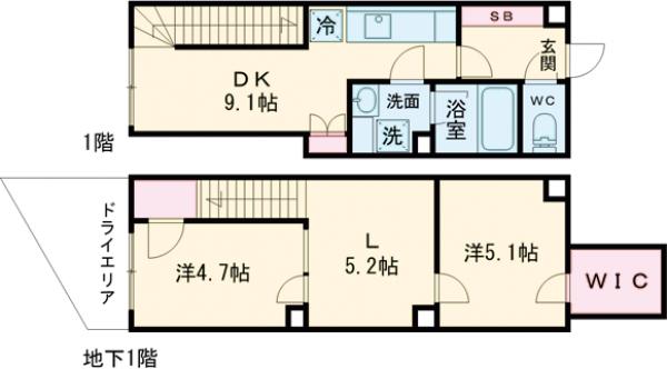 上北沢の完工年月(2025年5月)築の賃貸マンションの間取り
