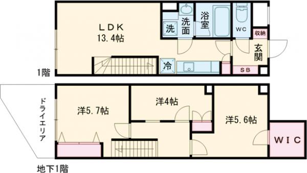 上北沢の完工年月(2025年5月)築の賃貸マンションの間取り