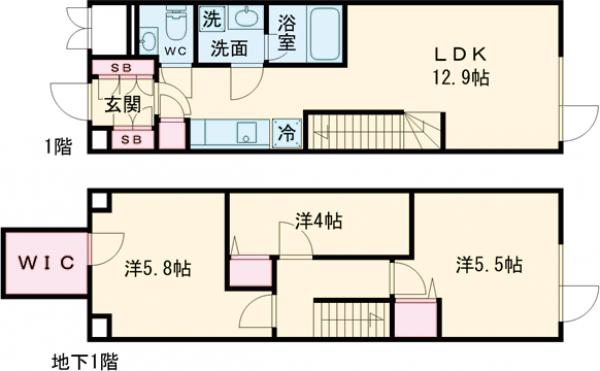 上北沢の完工年月(2025年5月)築の賃貸マンションの間取り