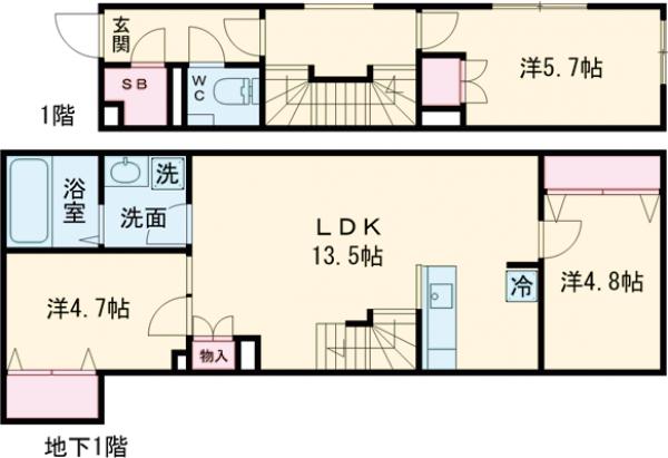 上北沢の完工年月(2025年5月)築の賃貸マンションの間取り