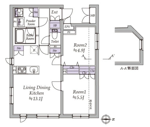 アトリオフラッツ日暮里の間取り
