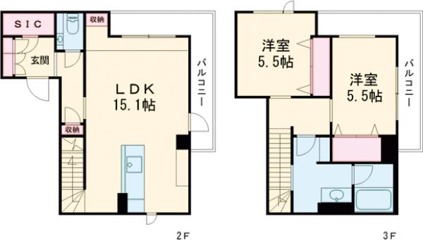 シャーメゾンハマヴィラガーデン警固の間取り