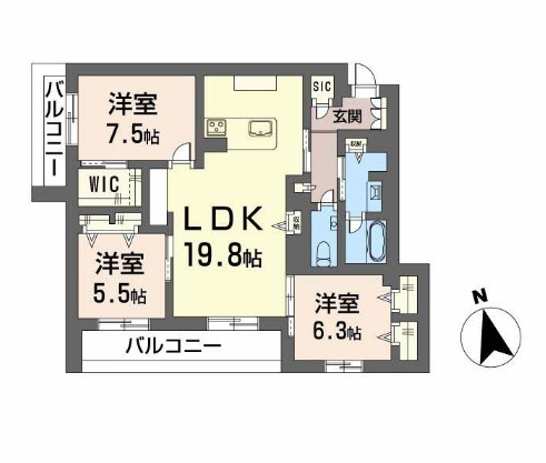 ワイエア平尾浄水の間取り