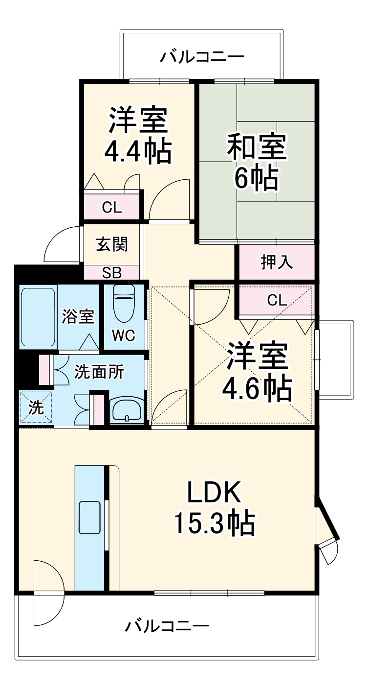 オクトス市ケ尾5号棟の間取り