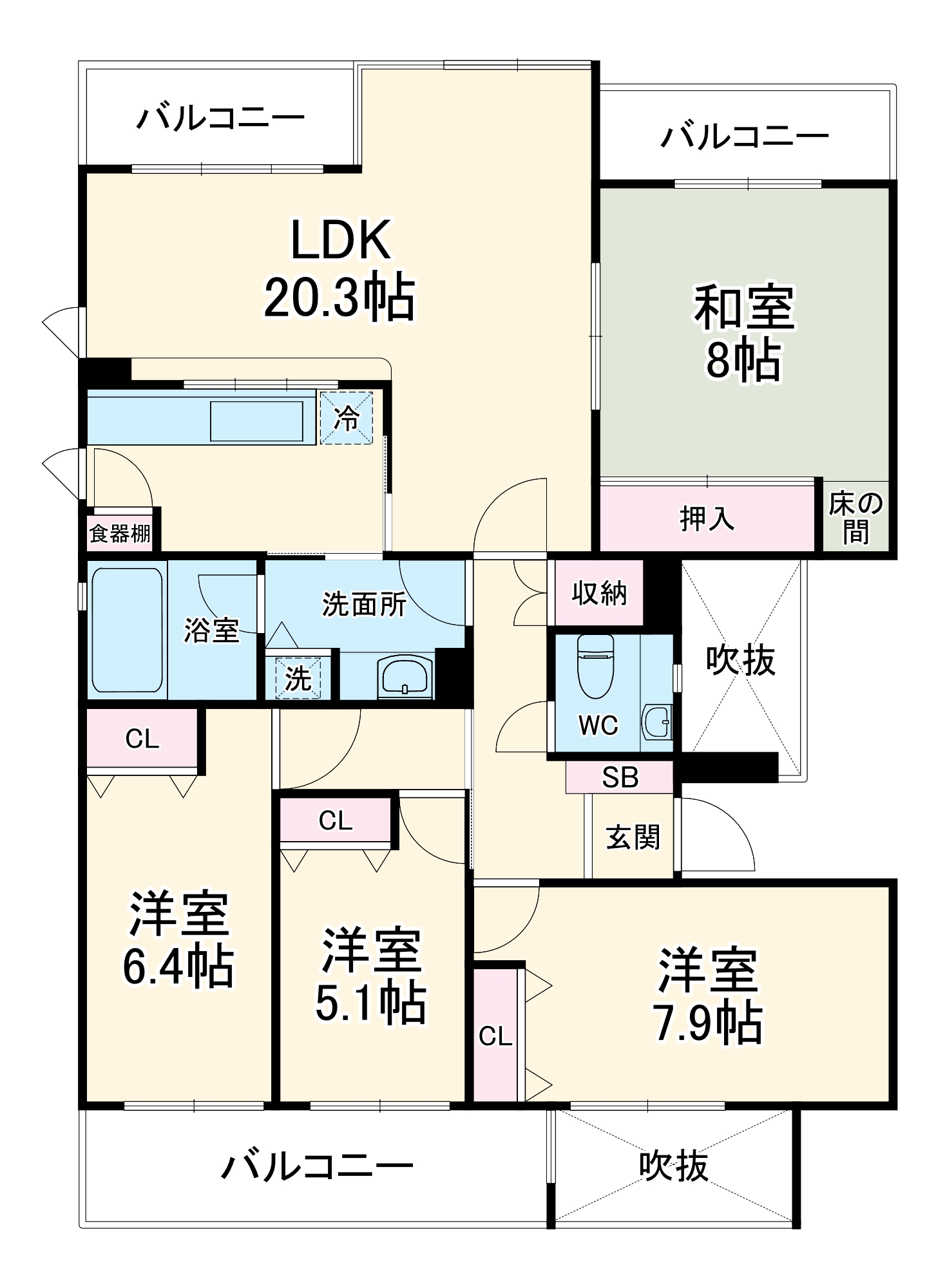ハイツ東戸塚Ⅱ B棟の間取り