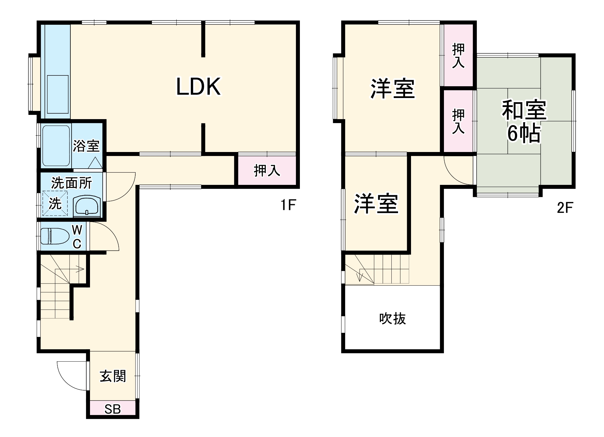 赤井テラスハウス(左)の間取り
