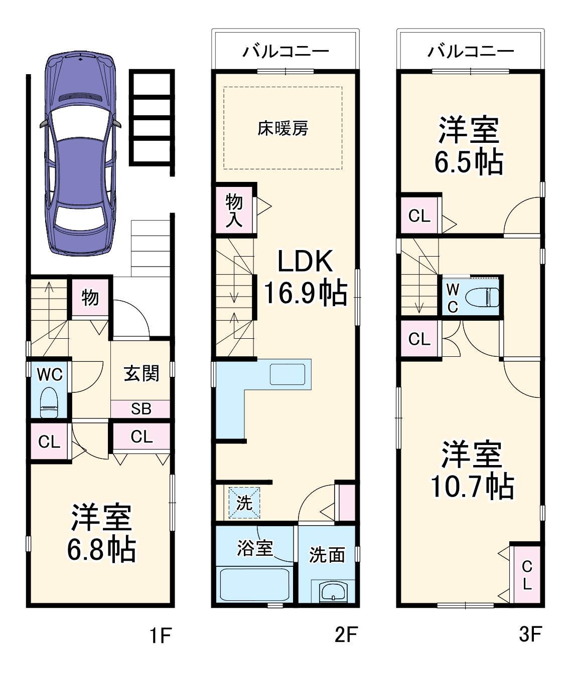 大喜新町3丁目貸家の間取り