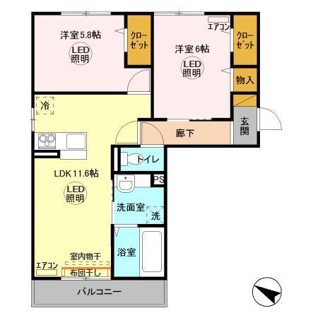 ラヴィーヌみどりのの間取り