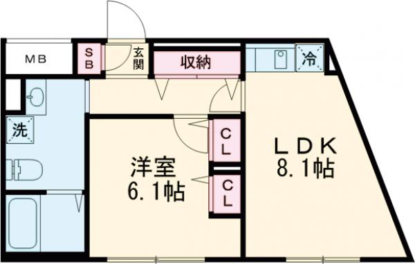 レンブラン赤堤・402号室の間取り