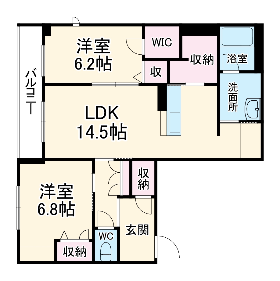 小倉の完工年月(2025年6月)築の賃貸マンションの間取り