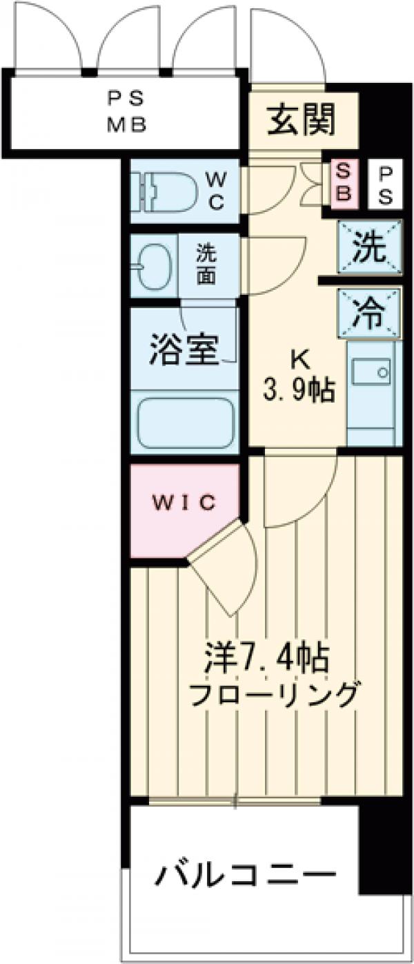 フォンテーヌ芝浦・1405号室の間取り