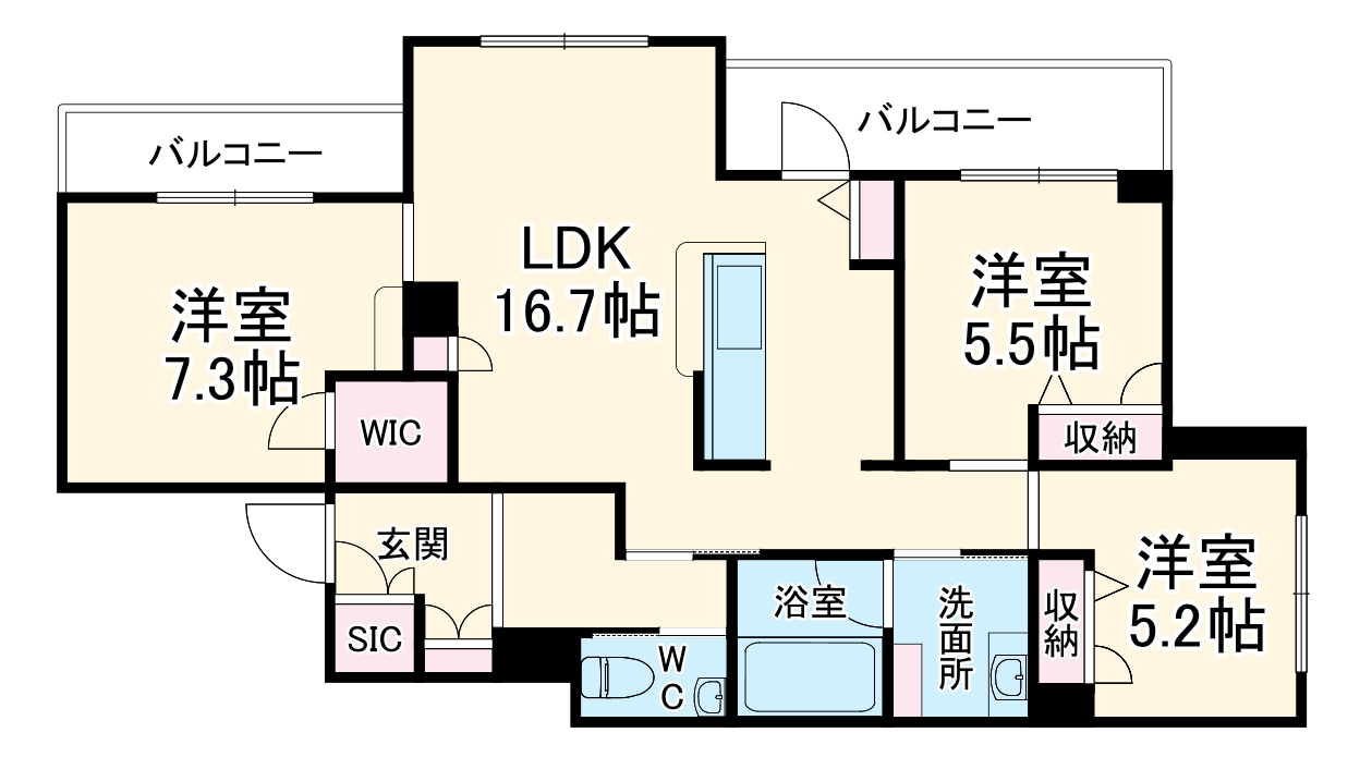 宮内の完工年月(2025年9月)築の賃貸マンションの間取り