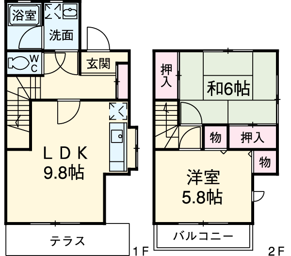 染谷ハイツⅡの間取り