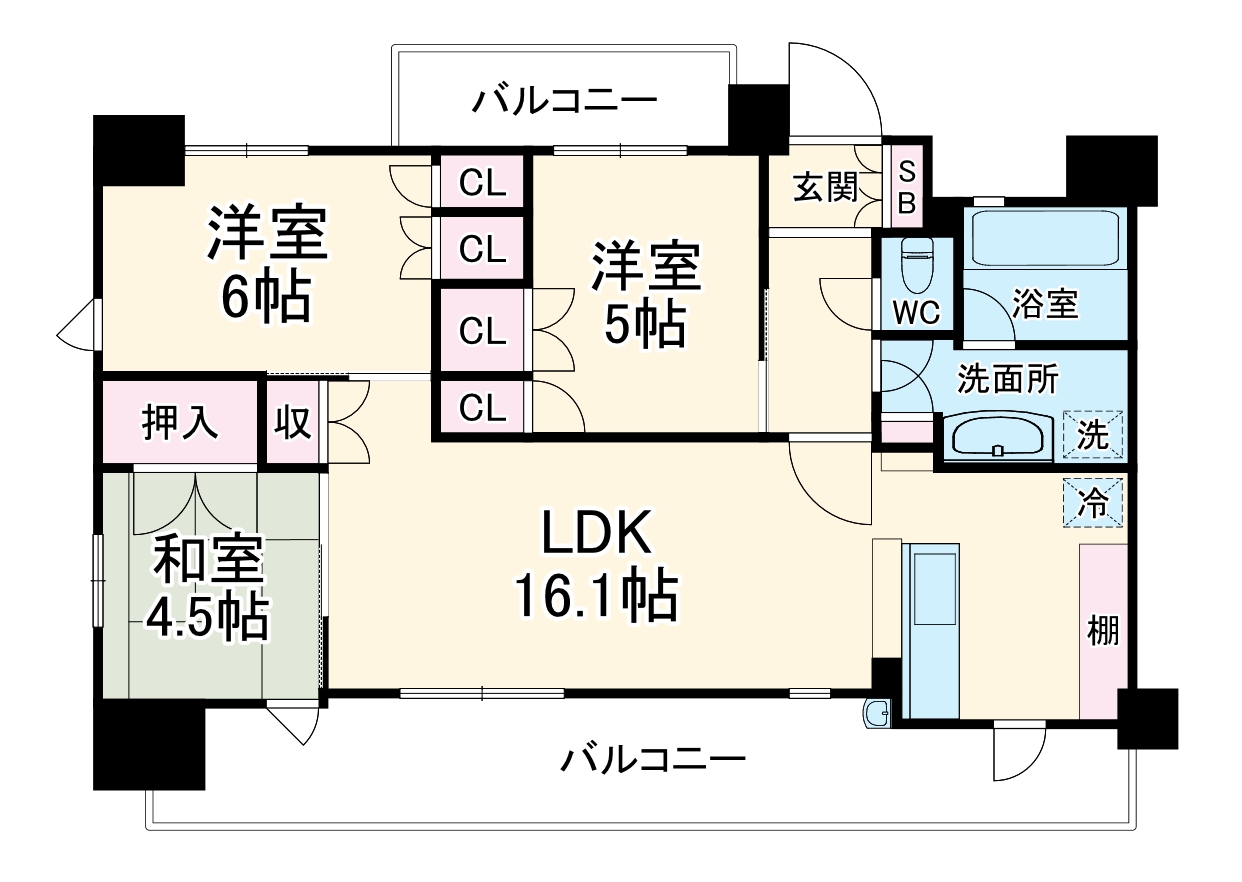 ル・パルトネール京都丹波口の間取り