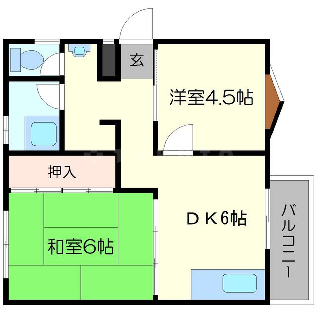 いかはなハイツ B棟の間取り