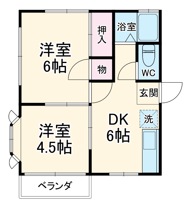 若宮台の完工年月(1990年6月)築の賃貸アパートの間取り