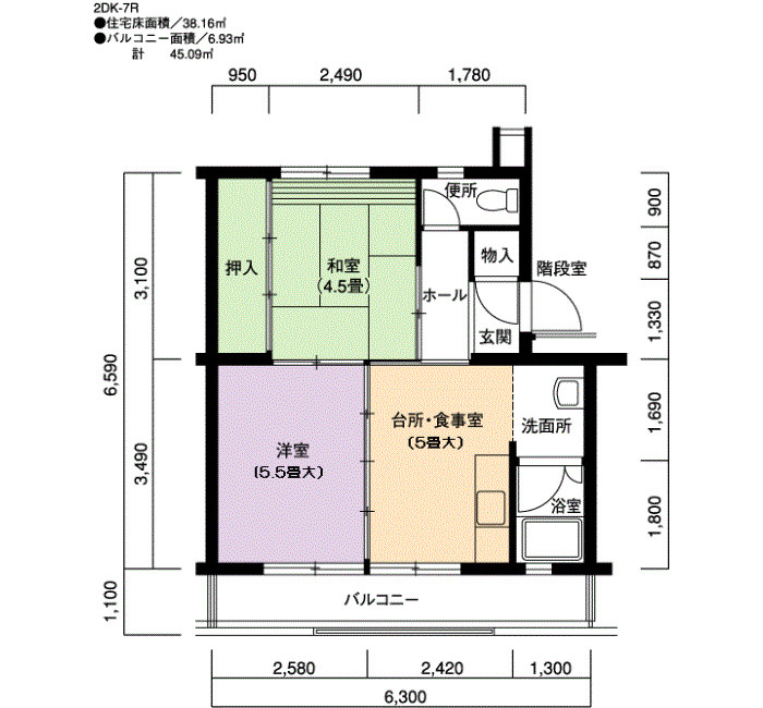 江南 88号棟の間取り