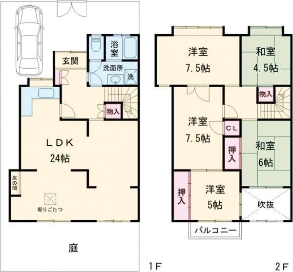 西境谷町4丁目テラスハウスの間取り