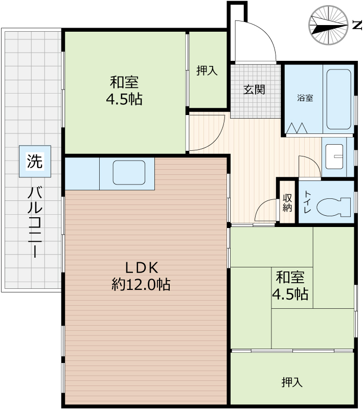 真砂一丁目団地1-12-2号棟の間取り
