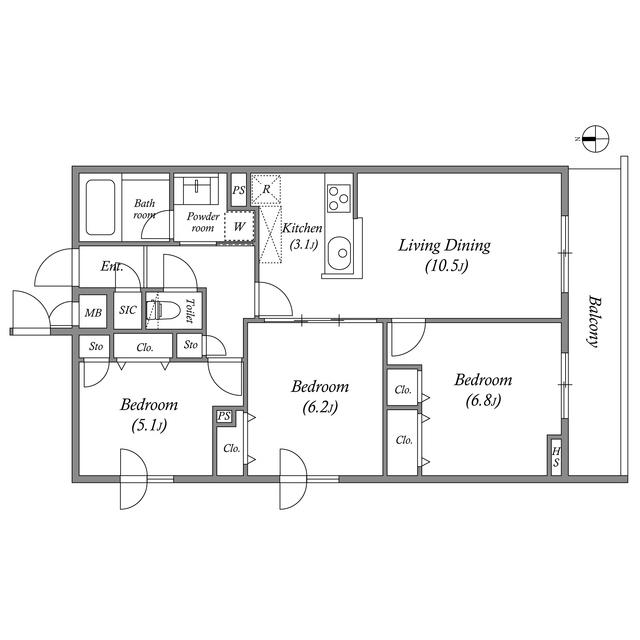 プライムガーデン若木の間取り