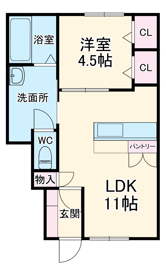 風とみどりのカシェット 響 - HIBIKI・102号室の間取り